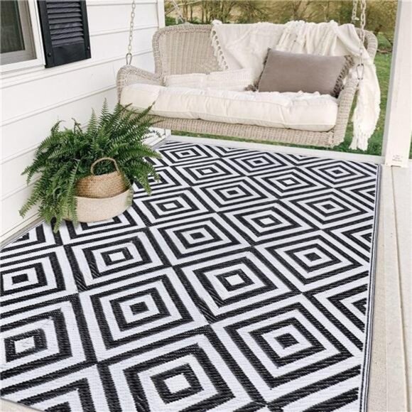 Reversible Mats for Outdoor Patio, Plastic Straw Modern Area Rug, Floor Mat - Picture 1 of 6